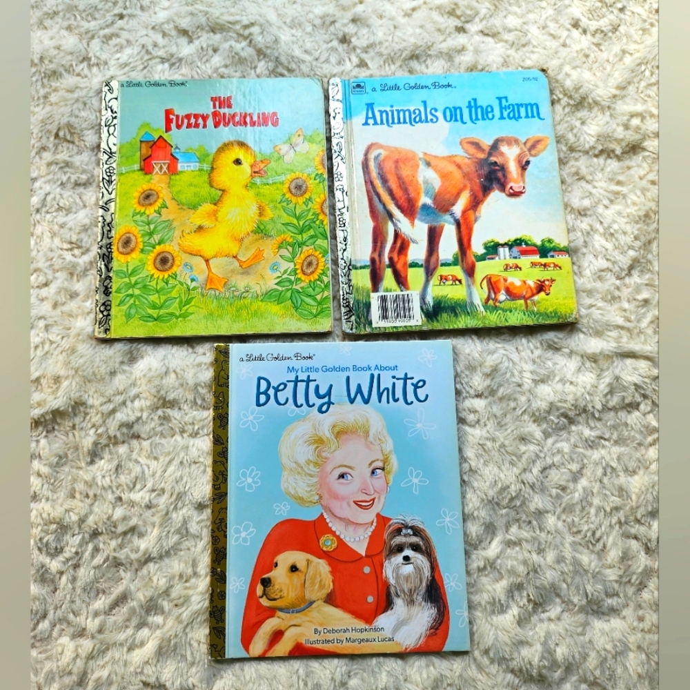 A Little Golden Book Lot of 3, Betty White, Fuzzy Duckling, Animals On The Farm
